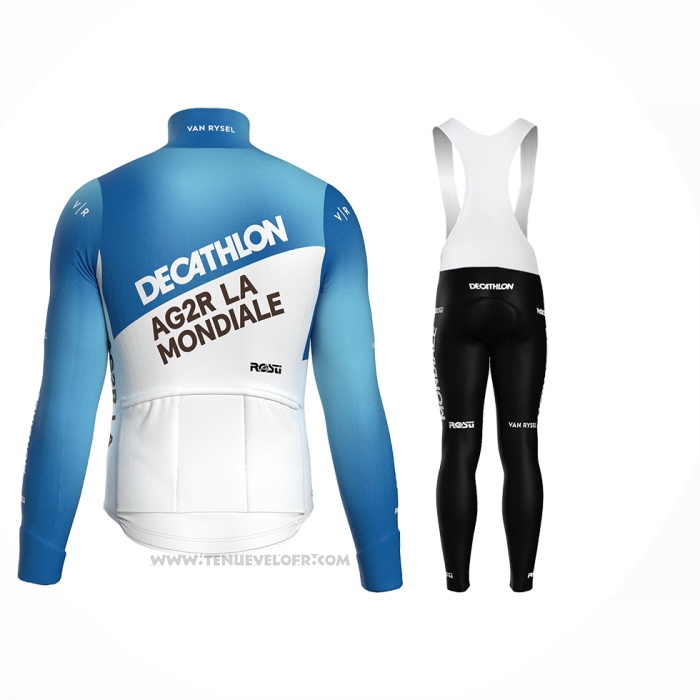 2024 Maillot Cyclisme Ag2r La Mondiale Blanc Bleu Manches Longues et Cuissard